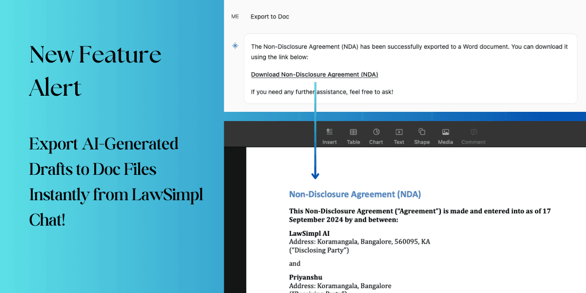 Export AI-Generated Legal Drafts as DOC Files with LawSimpl’s New Feature